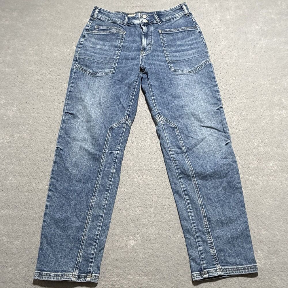 Pilcro Anthropologie Jeans Women’s 30 Blue Mid Rise Slim Seamed Carpenter Denim